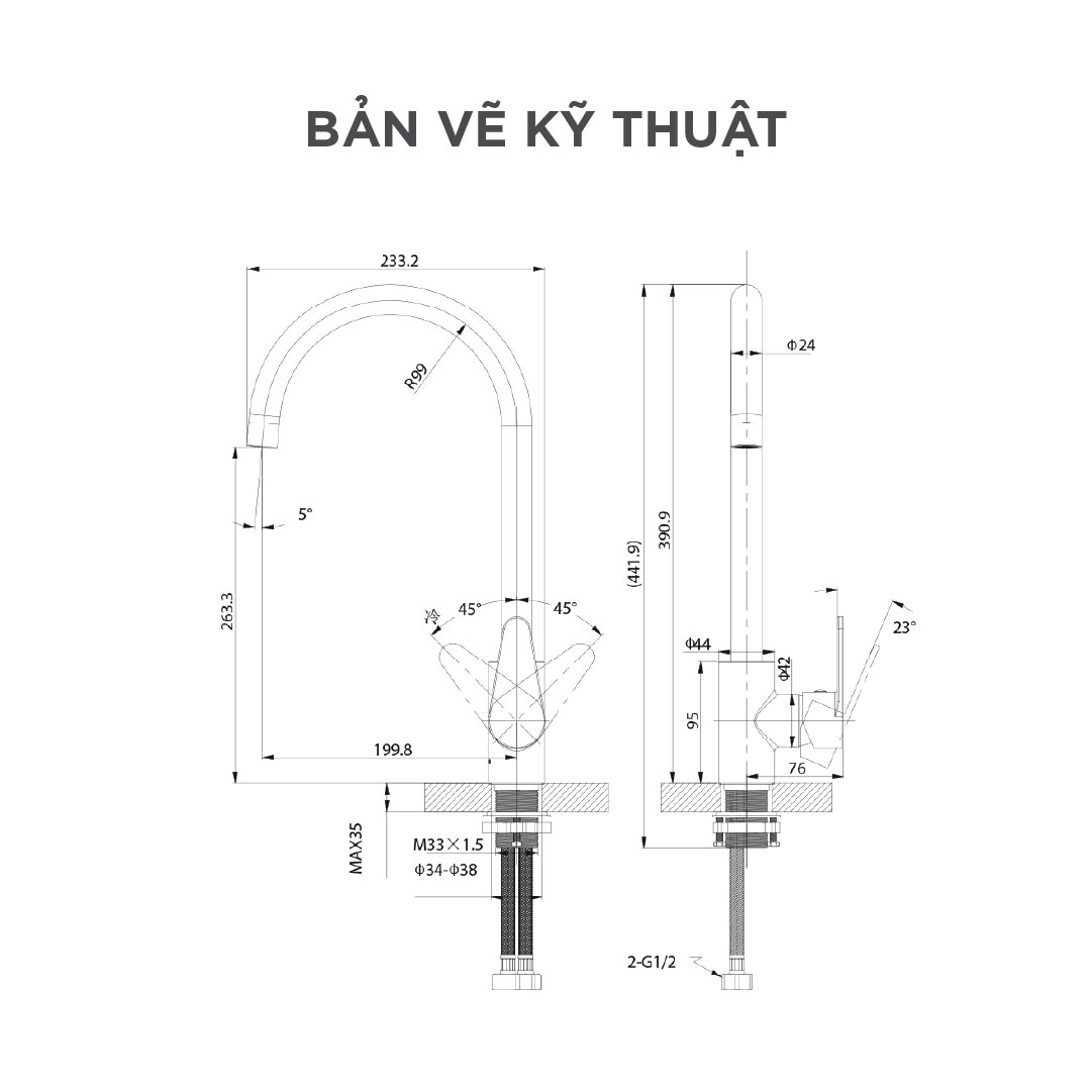 Vòi bếp nóng lạnh Arrow ACY11W23CP