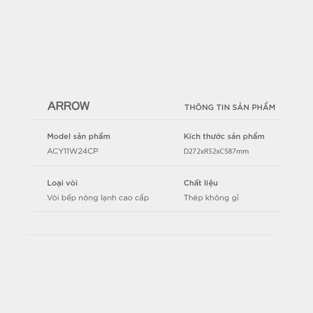 Vòi bếp nóng lạnh Arrow ACY11W24CP