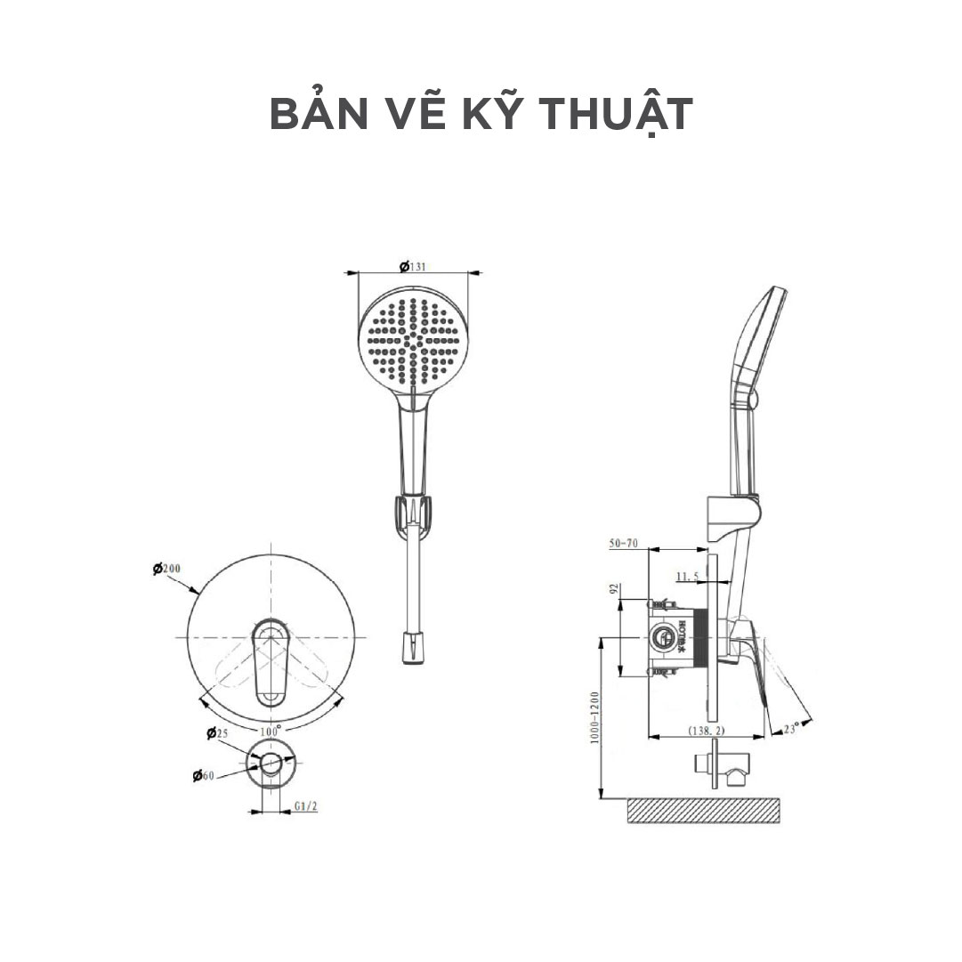 Vòi sen dây nóng lạnh Arrow AG3711MB