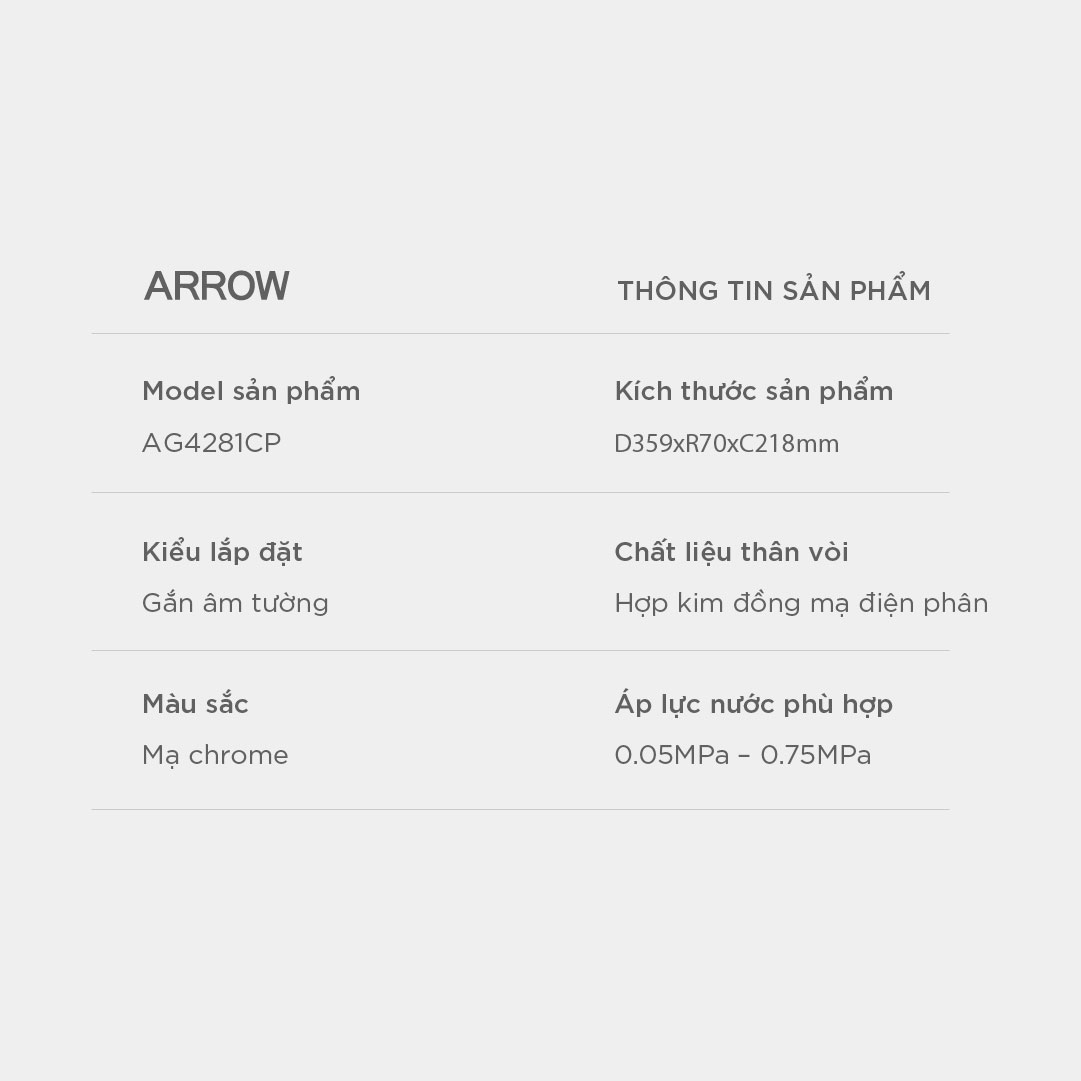 Vòi lavabo nóng lạnh Arrow AG4281CP