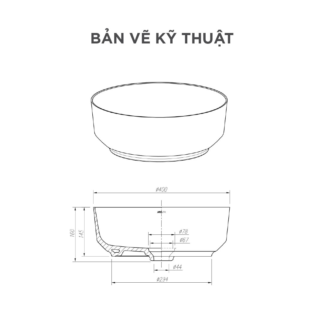 Chậu rửa lavabo đặt bàn Arrow AHP41025B