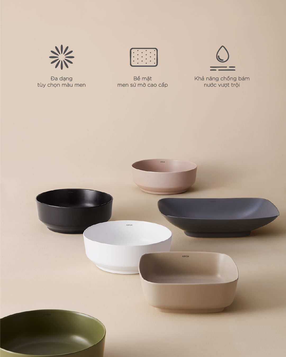 Chậu rửa lavabo đặt bàn Arrow AHP41025B