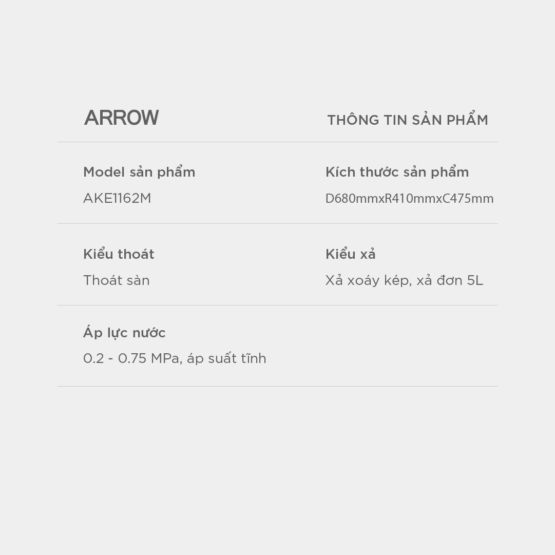 Bồn cầu thông minh Arrow AKE1162M