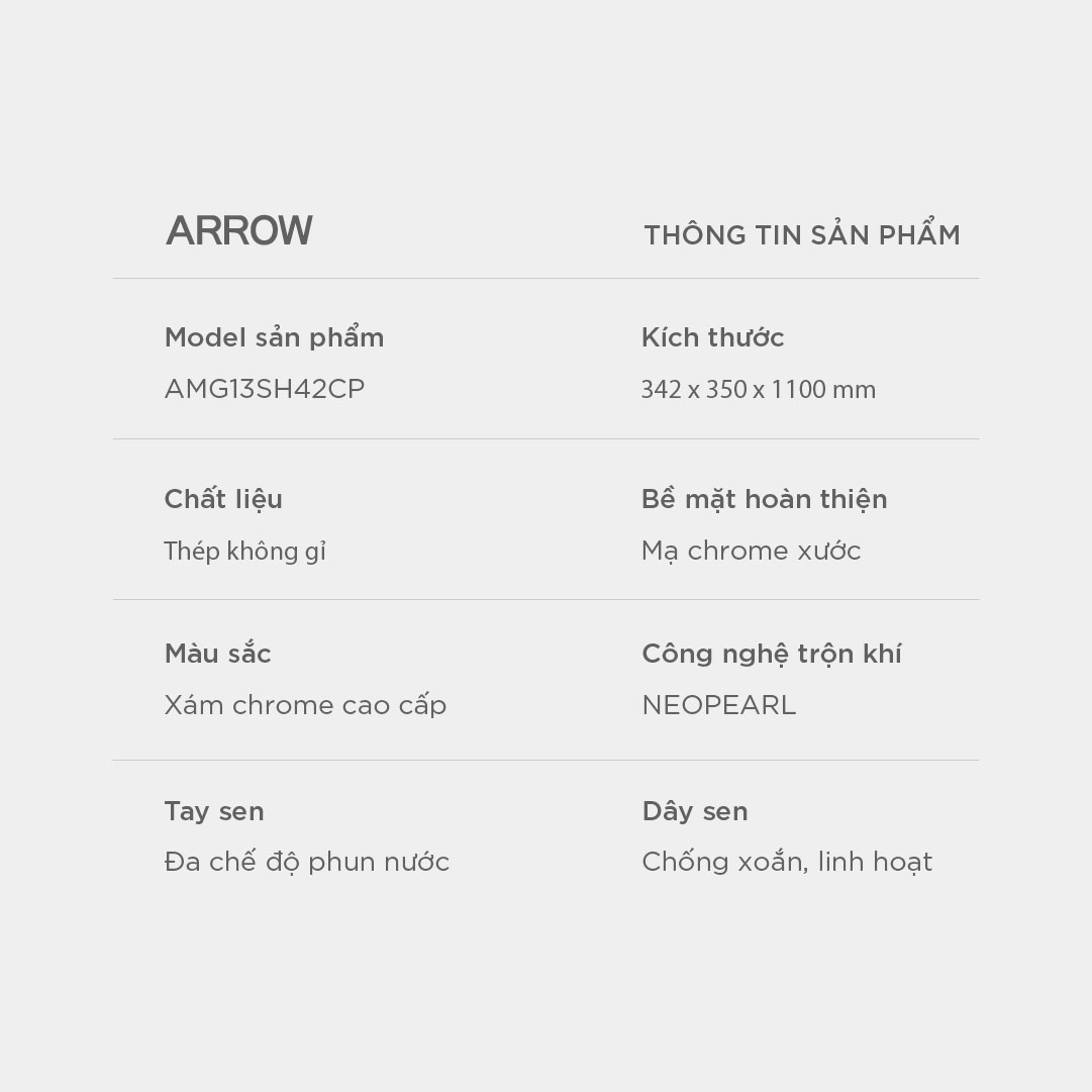 Vòi sen cây nóng lạnh Arrow AMG13SH42CP 