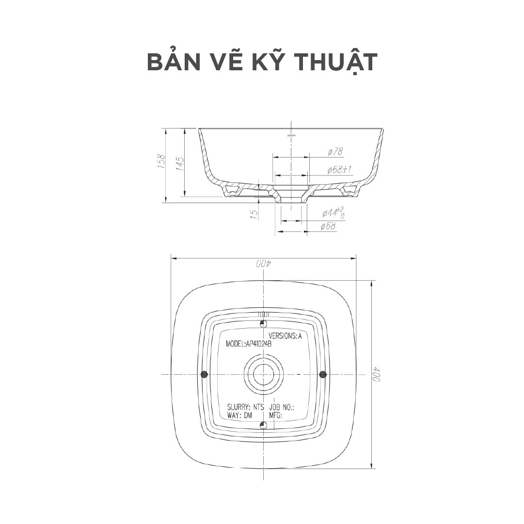 Chậu rửa lavabo đặt bàn Arrow AP41024B