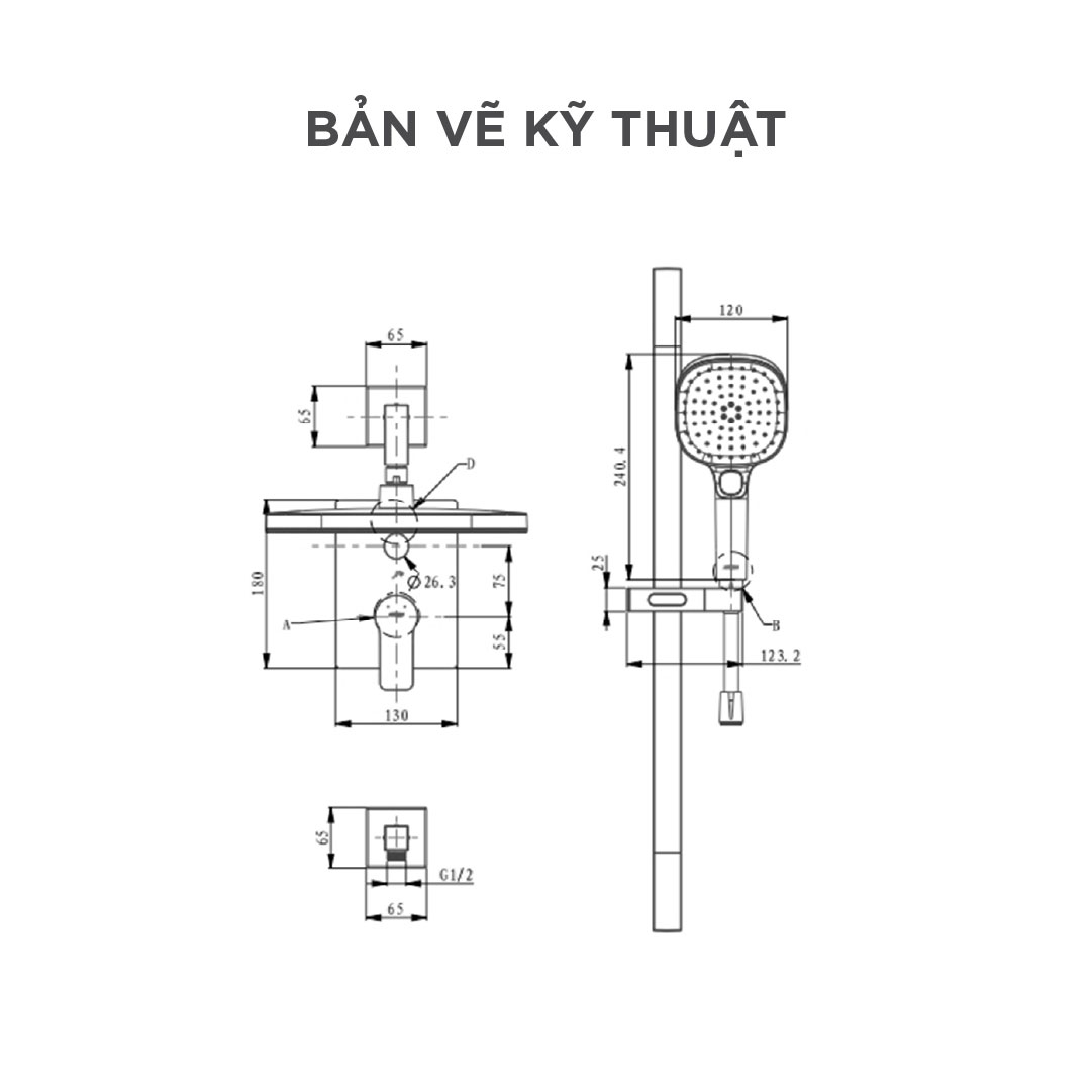 Vòi sen âm tường nóng lạnh Arrow ARQ1201U1CP-1