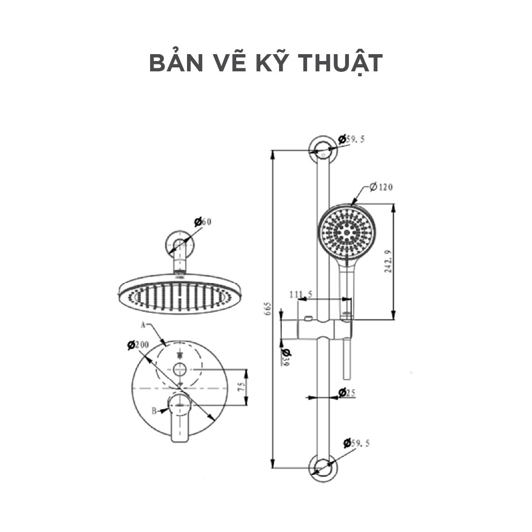 Vòi sen âm tường nóng lạnh Arrow ARQ1202U1CP-1-KM 