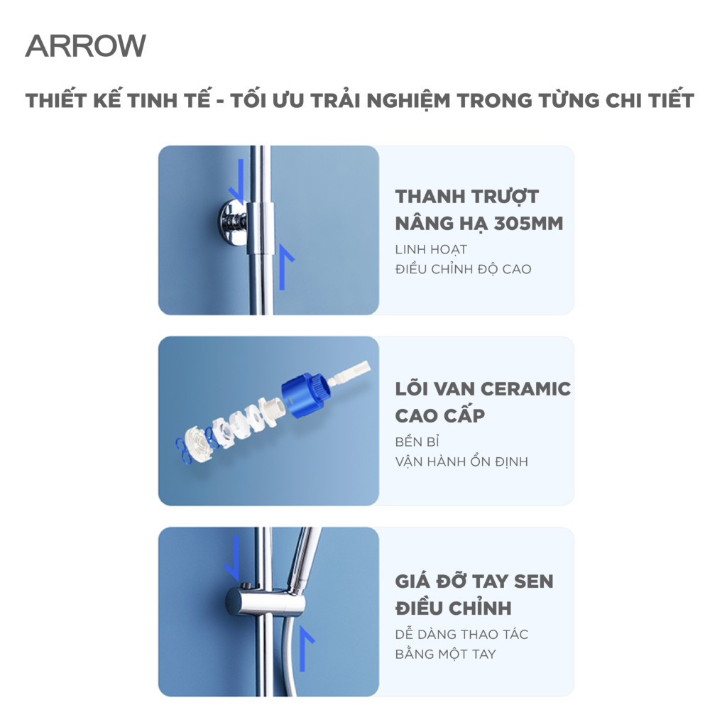 Vòi sen cây nóng lạnh Arrow AMG13S877SCP