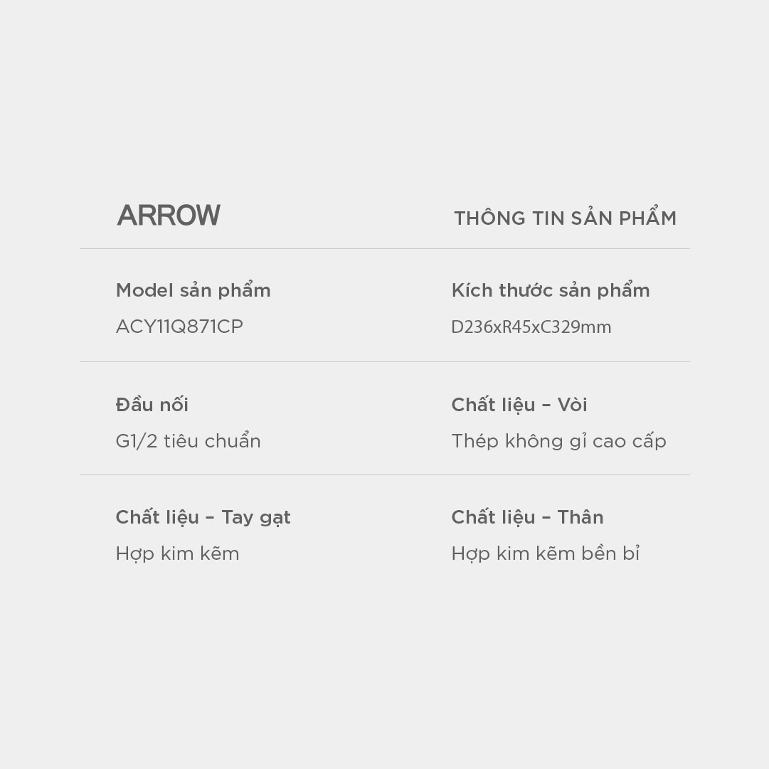 Vòi bếp nóng lạnh Arrow ACY11Q871CP