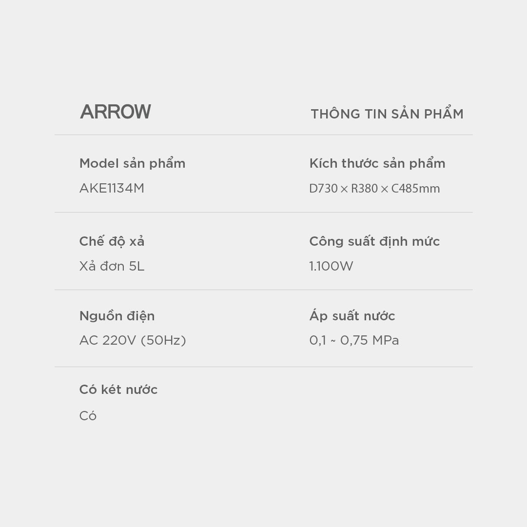 Bồn cầu thông minh Arrow AKE1134M