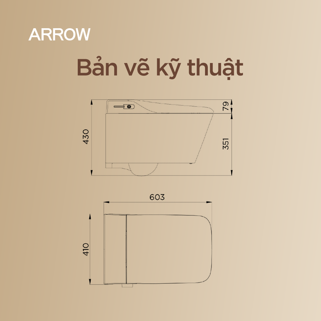 Bồn cầu thông minh treo tường Arrow AKB2130DG-2H/AKB2130H